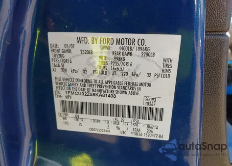 2008 Ford Escape Xls/Xls Manual from USA, damaged, VIN 1FMCU02Z58KA81408